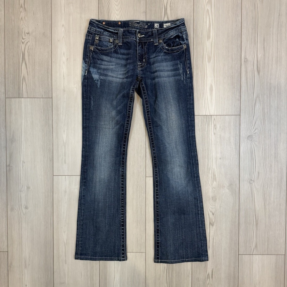 Miss‎ Me Bootcut Jeans 28 J55672B2 Embellished Flap Pockets Fleur-de-Lis Bling